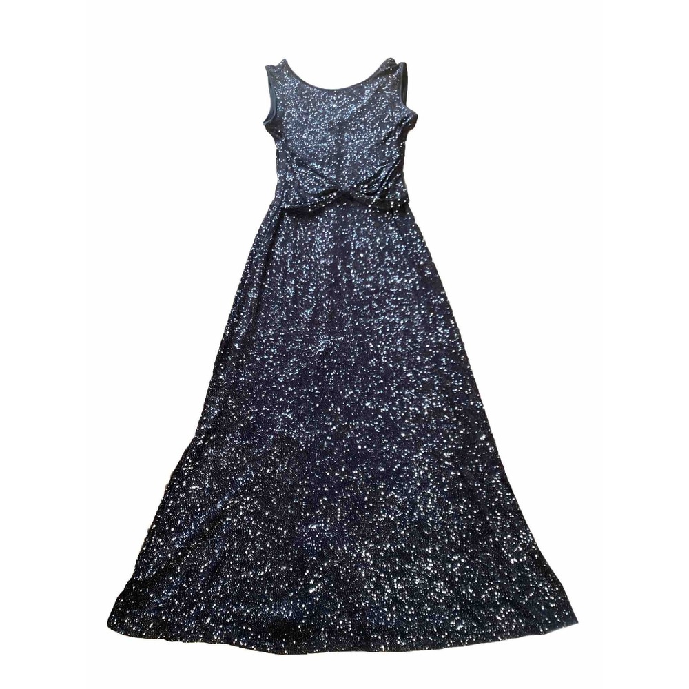 Vintage Scott McClintock Women's Sleeveless Black Glitter Maxi Dress Size 12 Y2K